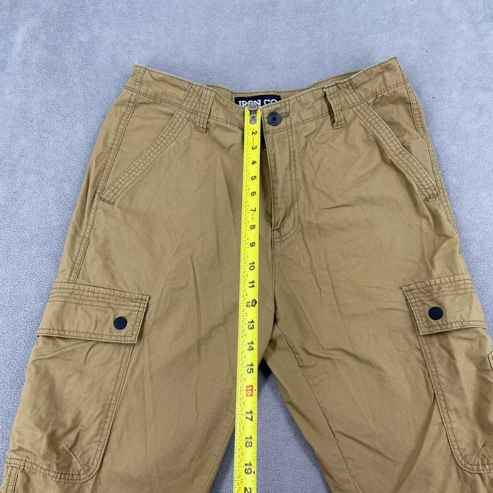 Iron‎ Co Mens Cargo Shorts Khaki Tan Ripstop Cotton Multi Pocket Size 32